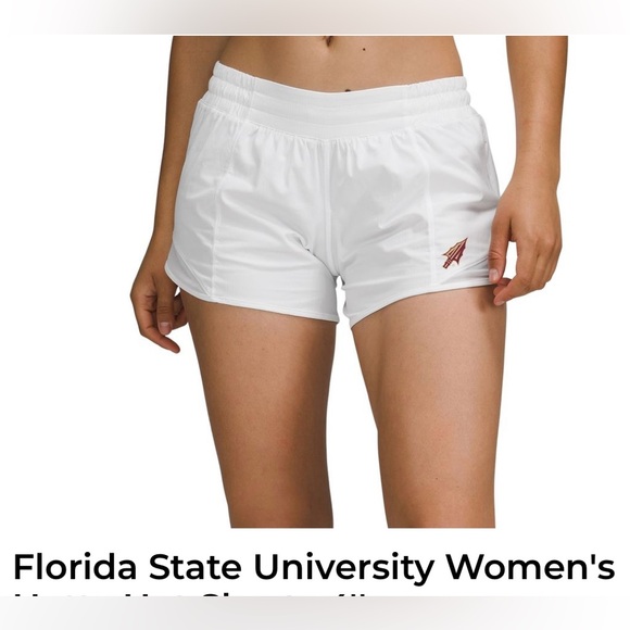 lululemon athletica Hotty Hot White Shorts with FSU Logo - Picture 1 of 4